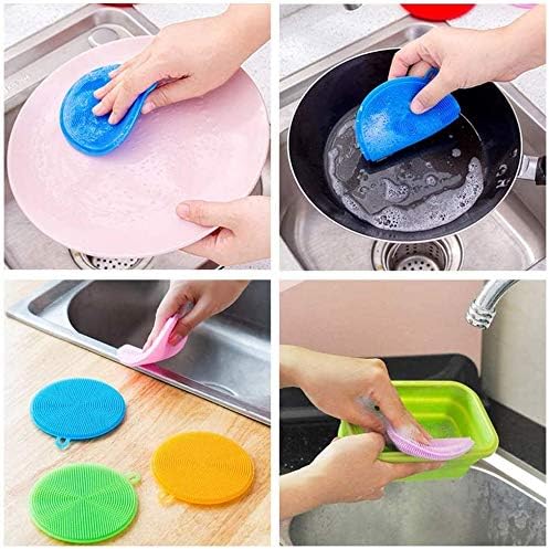 Silicone Sponge 9 Pack Sponges for Dishes Silicone Scrubber Dish Brush Kitchen Cleaning Sponges Silicone Dishwasher-Safe Brush Pad Double Sided for Kitchen (9 Pack-New)