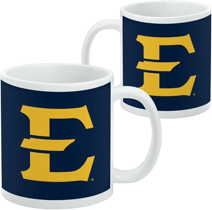 ETSU Primary Logo Ceramic Coffee Mug, Novelty Gift Mugs for Coffee, Tea and Hot Drinks, 11oz, White