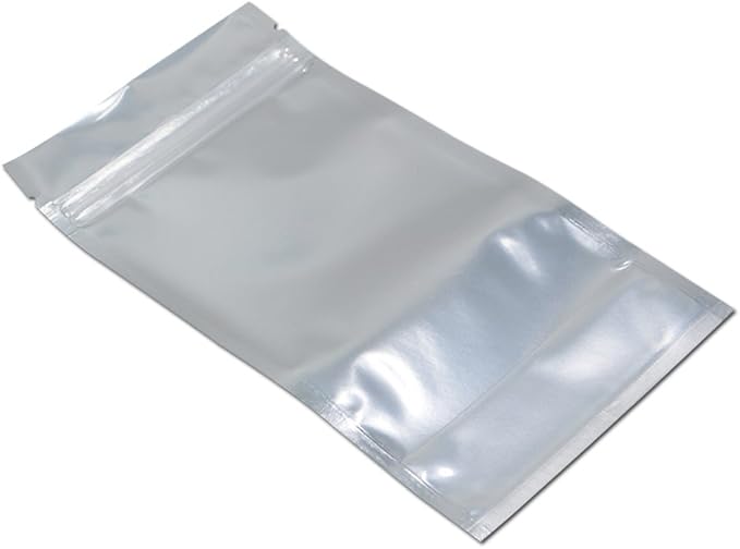 FERENLI 500 Pieces Stand Up Clear Front Resealable Aluminum Mylar Foil Plastic Packaging Bag Zipper Heat Sealable with Tear Notch Long Term Food Storage 3.9x5.9 inch