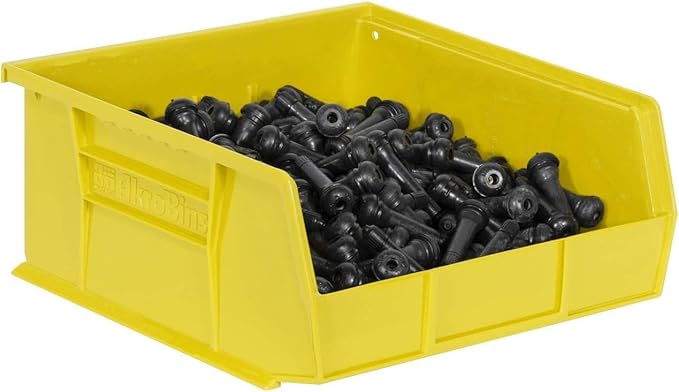 Akro-Mils 30235 AkroBins Plastic Storage Bins, Space-Saving Stackable Bins for Garage, Pantry, Craft Organization, 11" x 11" x 5", Yellow, 6-Pack