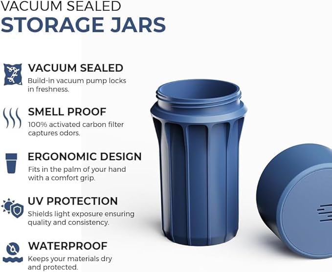 Staze Preserve Vacuum Sealed Storage Jars (148ml) | Smell Proof Containers | Herb Storage & Food Storage Container with Protection - (REEF)
