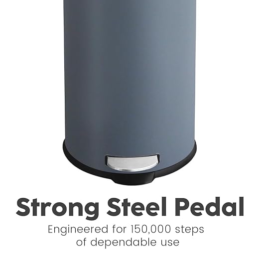 8-Gallon Stainless Steel Trash Can – Round, Slim Garbage can featuring a Removable Inner Liner, Soft Close Lid, Step-on Pedal. Ideal for use in the Kitchen,Office, Living room, or Bathroom,Grey.