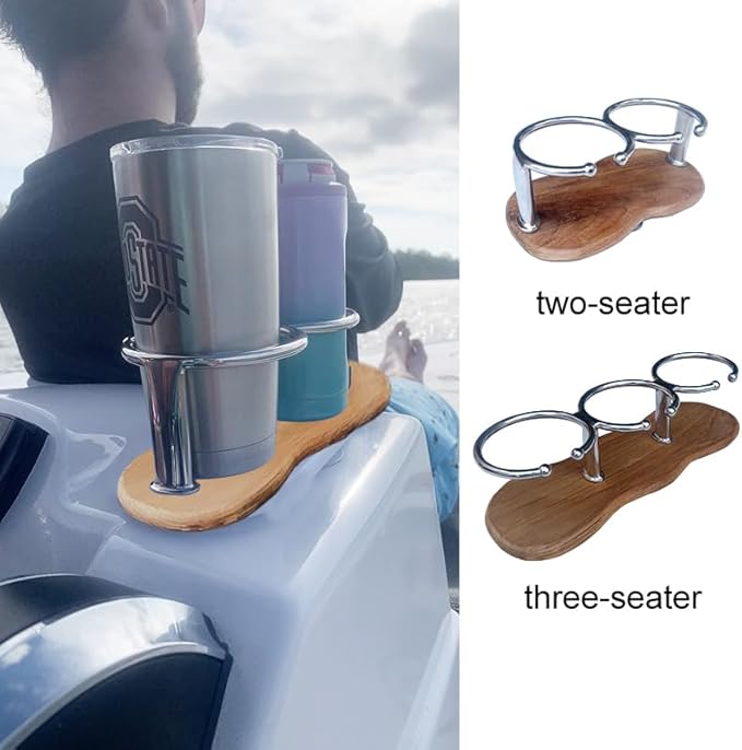 Teak 2-Hole Cup Holder, 316 Stainless Steel Cup Holder for Boat, Kitchen, RV