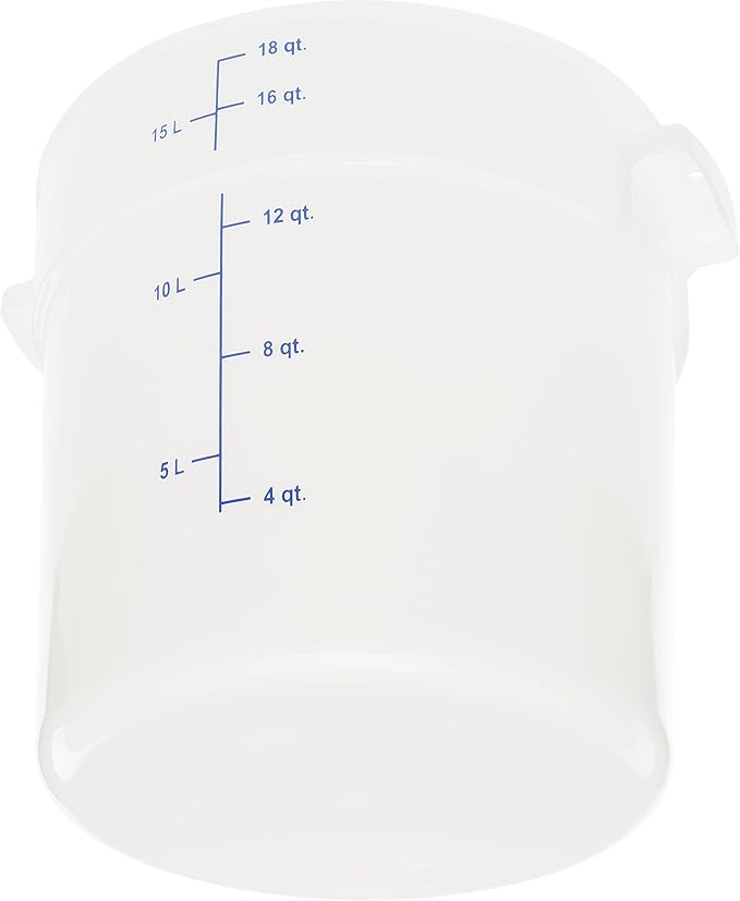 Carlisle FoodService Products Storplus Round Food Storage Container with Stackable Design for Catering, Buffets, Restaurants, Polyethylene (Pe), 18 Quart, White