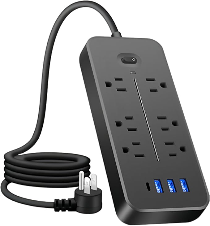 Socket Strips, Compact Design, Black, Surge Protector Outlet, MUL-ti Socket Plug, Easy Installation, for Home Bedroom Kitchen Living Room Dorm Refrigerator