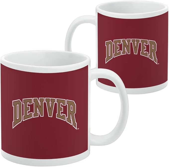 U of Denver Primary Logo Ceramic Coffee Mug, Novelty Gift Mugs for Coffee, Tea and Hot Drinks, 11oz, White