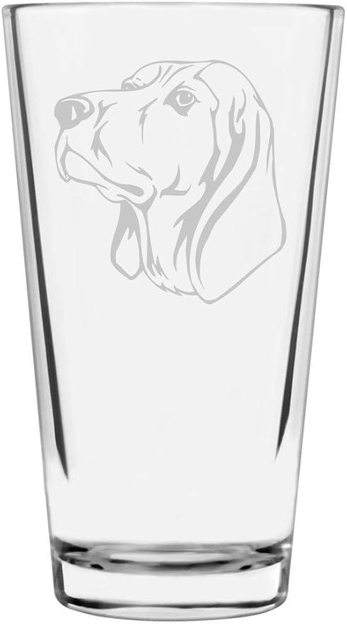 Black and Tan Coonhound Dog Themed Etched All Purpose 16oz Pint Glass