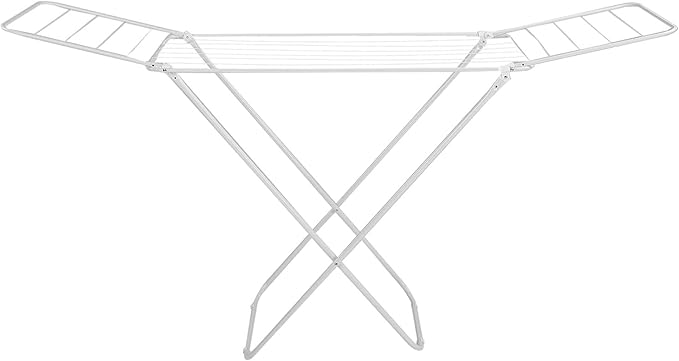 Diydeg Clothes Drying Rack, Foldable Portable Laundry Drying Rack with Height Adjustable Wings, Space Saving Heavy Duty Metal Clothes Hanger for Indoor Outdoor Use, Laundry Room
