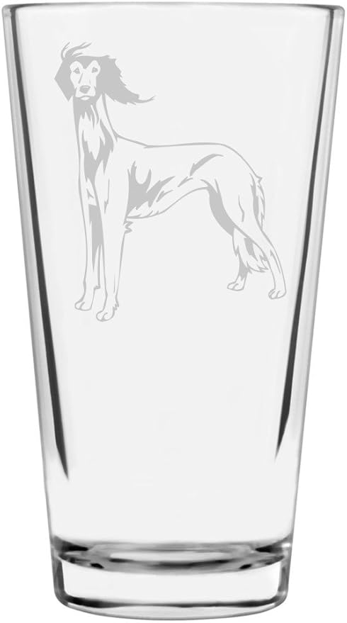 Saluki Custom Personalized Dog Themed Etched All Purpose 16oz Pint Glass