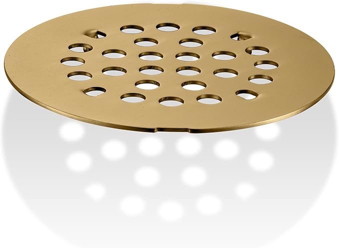 Bropury 4-1/4-Inch Easy-to-Install Snap-in Shower Drain Cover Floor Drain Replacement Cover Stainless Steel (Brushed Gold)