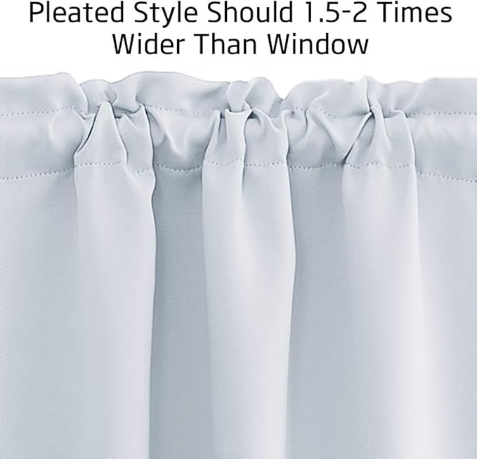 NICETOWN Thermal Insulated Blackout Valances for Nursery Energy Efficient Adjustable Rod Pocket Window Shade for Bathroom Bedroom Small Window, Set of 2, 52" W x 18" L + 1.6" Header, Greyish White