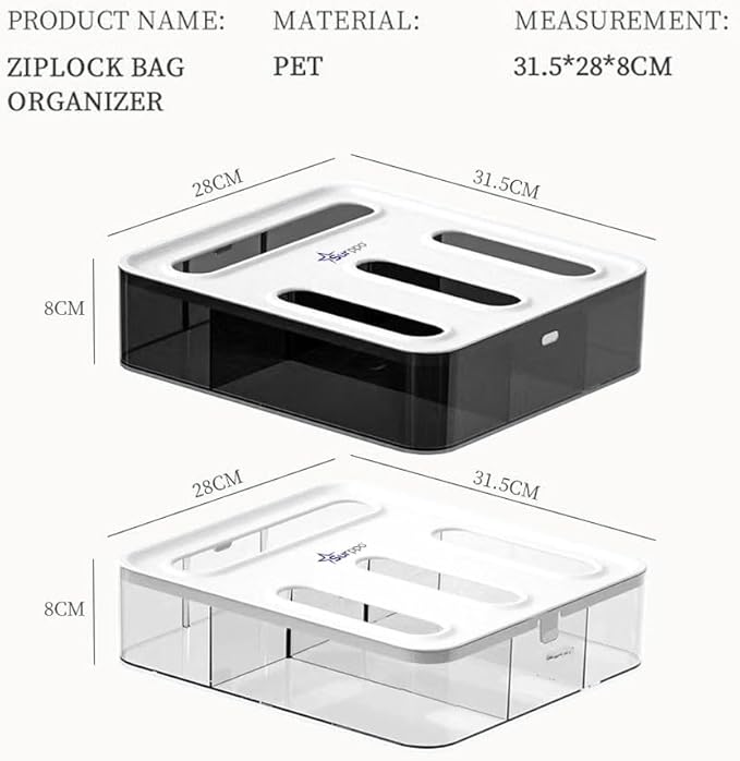 Food Storage Bag Organizer, Plastic Baggie Holder, 4 in 1 Plastic Bag Organizer for Gallon, Quart, Snack & Sandwich, Kitchen Drawer Organizer & Wall Mount Ziplock Bag Holder, Black