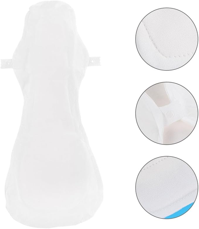 VALICLUD 2pcs Reusable Sanitary Towels Pads Washable Cotton Women Sanitary Napkin Leakproof Absorbent Undyed Organic Cloth for Menstrual Protection