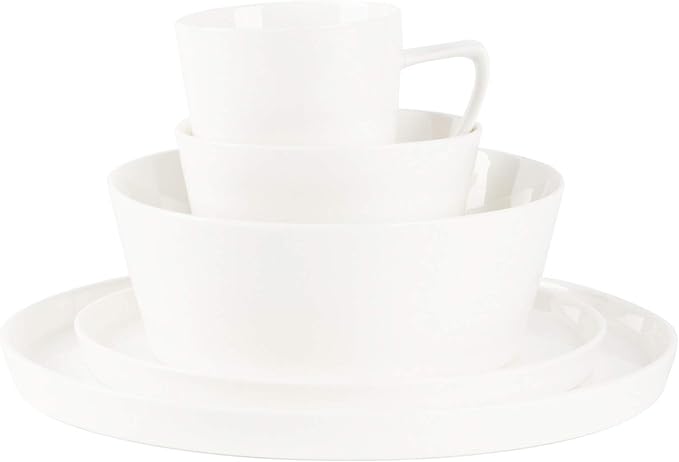 Bone China Cone Shape, Elegance White 40pc Dinnerware Set
