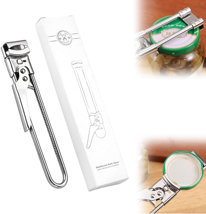 Adjustable Stainless Steel Jar Opener, 2026 New Can Opener for Weak Hands, Multifunctional Jar Lid Gripper Bottle Opener with Non Slip Grip, Kitchen Gadgets Accessories (1, M)