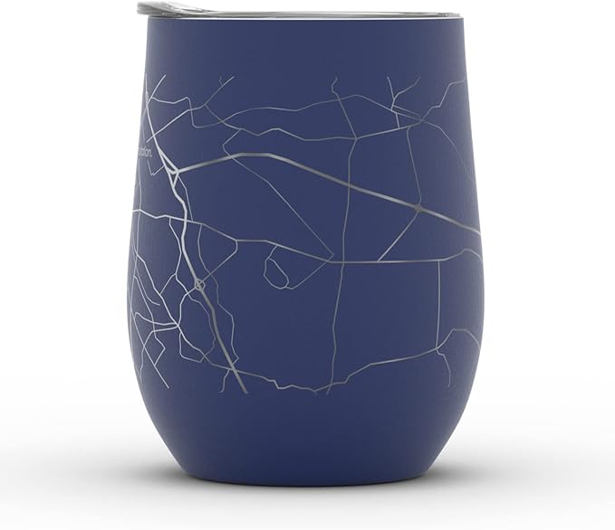 Well Told Engraved Lexington Kentucky Map Insulated Wine Tumbler, Etched Stainless Steel Cup (12 oz, Midnight Blue) City Map Insulated Tumbler, Custom Insulated Tumbler, Outdoor Drinkware