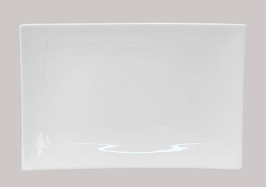 Bone China Square Shape, Elegance White Rectangular Platter 9" x 5", Set of 2 Pieces