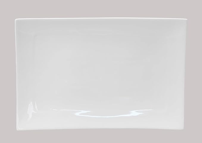 Bone China Square Shape, Elegance White Rectangular Platter 12" x 7", Set of 2 Pieces