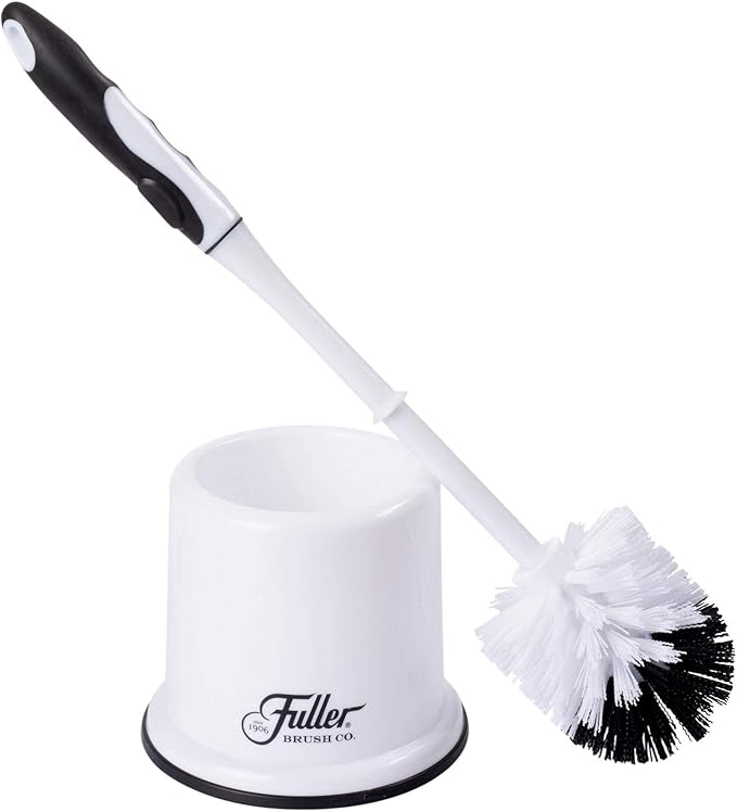 Fuller Brush Toilet Bowl Brush in Caddy Set – 16-Inch Long Handle Brush – Heavy Duty Dome Tufted Bristles, Rubberized Non-Slip Grip, Bathroom, Rim, Trap Cleaner (Pack of 4)
