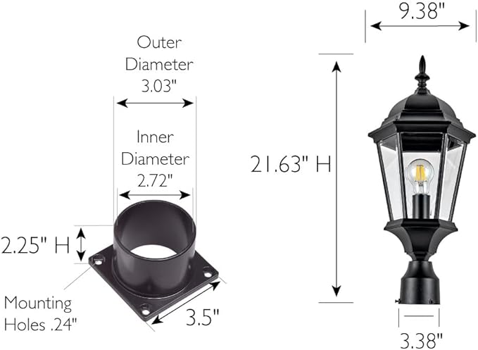 Oak Creek Outdoor Light and Pier Base Bundle – Traditional Clear Glass – for Driveways, Yards, Patios and Porches, Textured Black – Design House, 589861