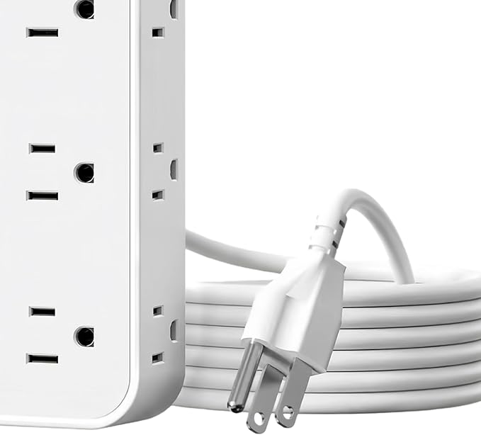 Electrical Outlet Strip - Electricity Management | Outlet Strip with Surge Protection | for Desk Home Dorm Kitchen Wall Living Room Behind Couch TV Phone Refrigerator