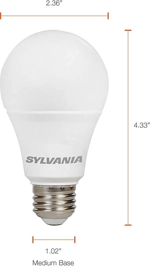 LEDVANCE Sylvania ECO LED Light Bulb, A19 60W Equivalent, Efficient 9W, 7 Year, 750 Lumens, 2700K, Non-Dimmable, Frosted, Soft White - 8 Pack (40821)