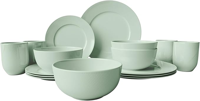 Yoshy Bone China Dinnerware with Lightweight Durable Chip Resistant Design Service for 4 (16 Piece - Service for 4, Willowmist)