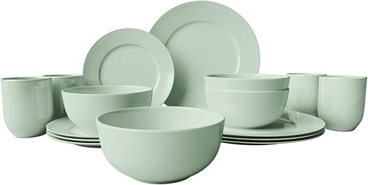 Yoshy Bone China Dinnerware with Lightweight Durable Chip Resistant Design Service for 4 (16 Piece - Service for 4, Willowmist)