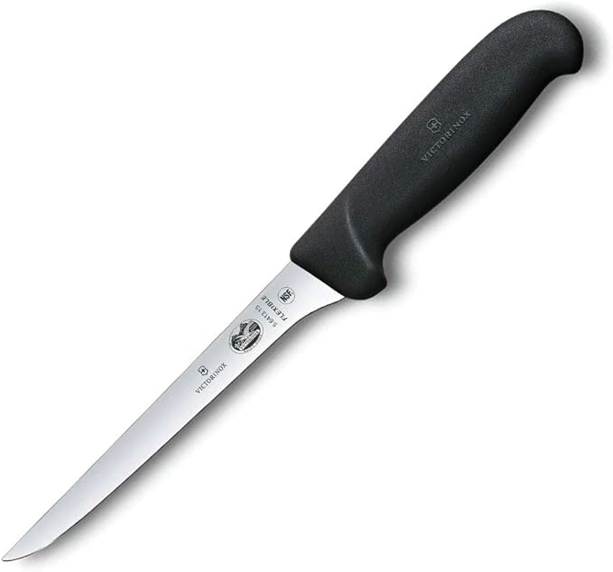 Victorinox Swiss Army Cutlery Fibrox Pro Boning Knife, Flexible Blade, 6-Inch, Black