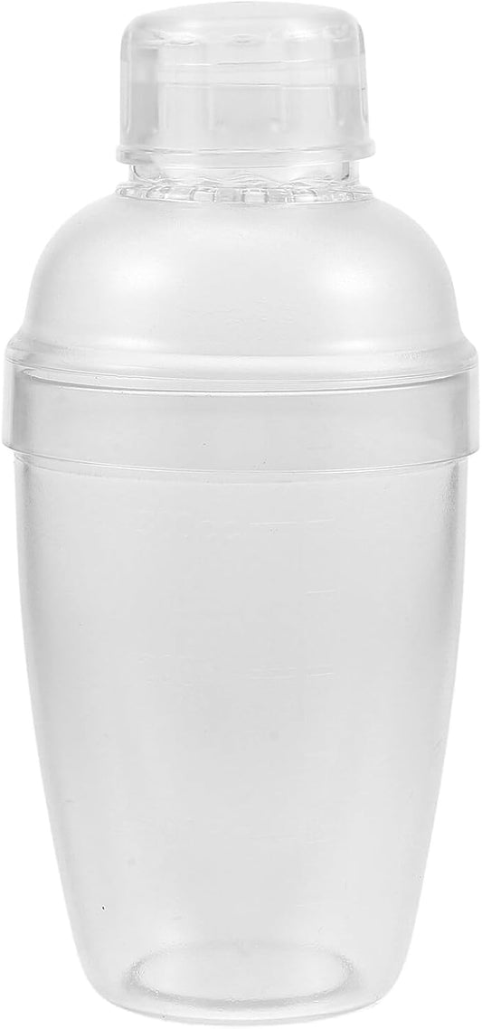 Angoily Clear Plastic Cocktail Shaker with Measurement Scale Multifunctional Drink Mixer for Cocktails Protein Shakes and Iced Coffee Ergonomic Non-leak Design Bartender Tool