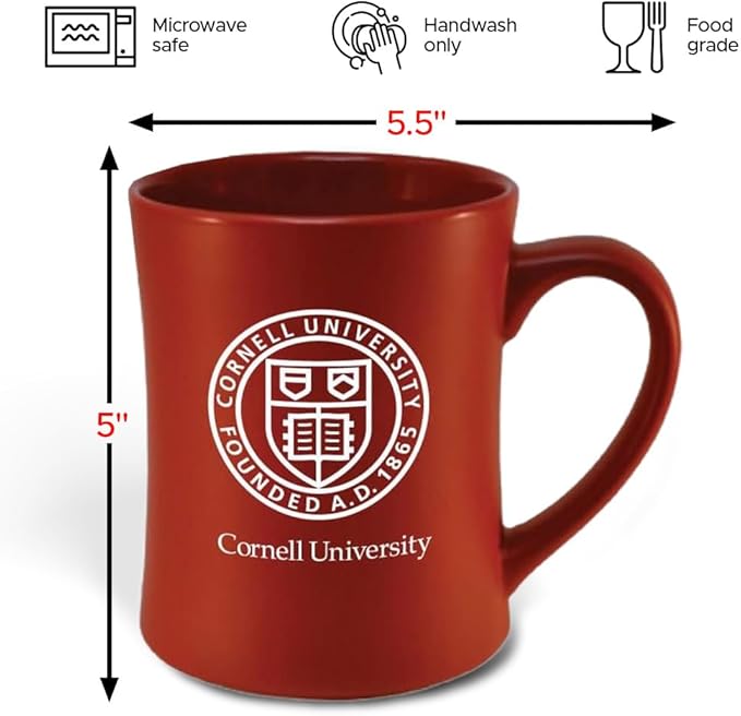 Cornell Big Red Ceramic 16oz Sculpted Mug – Official Team Logo Coffee Cup – Handwash Recommended – Individually Boxed
