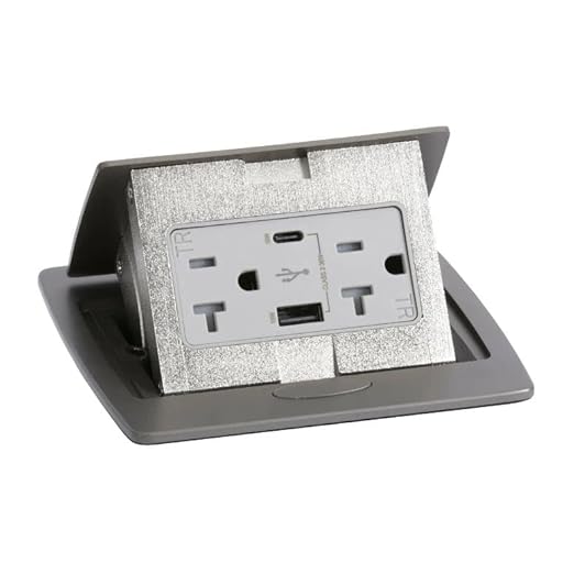 Lew Electric Kitchen Countertop Pop Up Charging Outlet (2 Power | USB, Graphite Black)