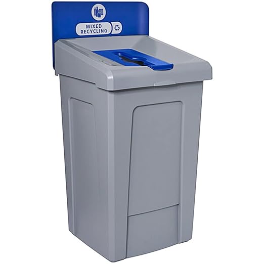 Stager Direct, 3 in 1 Recycling Station with Lid, Recycle Bin, Exterior Trash Can, Recycling Station Kit, Heavy Duty Premium Plastic, Perfect for Kitchen, Office, Garden, Garage (33 Gallon), (N.4)