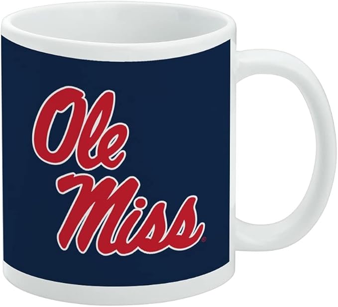 University of Mississippi Primary Logo Ceramic Coffee Mug, Novelty Gift Mugs for Coffee, Tea and Hot Drinks, 11oz, White