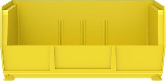 Akro-Mils 30235 AkroBins Plastic Storage Bins, Space-Saving Stackable Bins for Garage, Pantry, Craft Organization, 11" x 11" x 5", Yellow, 6-Pack