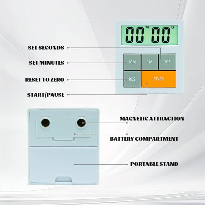 2-Pack Digital Kitchen Timer for Cooking Large Digit Loud Alarm Clock Magnetic Backing Stand Cooking Timer for Baking