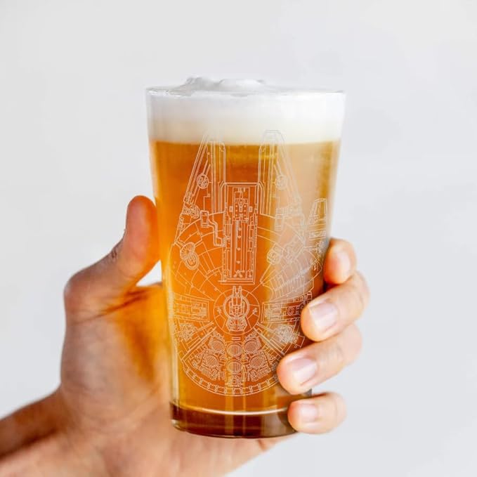 GALACTIC SPACE SHIP Engraved 16oz Pint Glass | Must-Have Sci-Fi Gift for Movie Fans & Collectors | Iconic Spaceship Barware | Great for Birthdays, Christmas, Father’s Day, Man Cave & Home Bar Setup