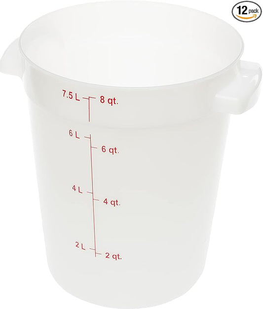 Carlisle FoodService Products Storplus Round Food Storage Container with Stackable Design for Catering, Buffets, Restaurants, Polyethylene (Pe), 8 Quart, White