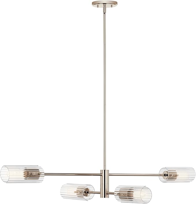 KICHLER Velestino 47.50" 4 Light Linear Chandelier in Polished Nickel, for Dining Room, Living Room, (7" x 47.50") 52681PN