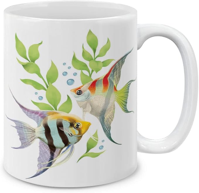 MUGBREW Freshwater Angelfish (Pterophyllum Scalare) Ceramic Coffee Mug Tea Cup, 11 OZ