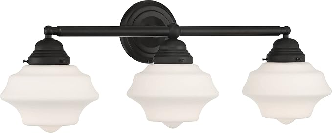 Possini Euro Design Astrid Modern Wall Light Black Metal Hardwired 27 1/4" 3-Light Fixture Opal White Glass Shade for Bedroom Bedside Bathroom Vanity Living Room Hallway Dining House Home Kitchen