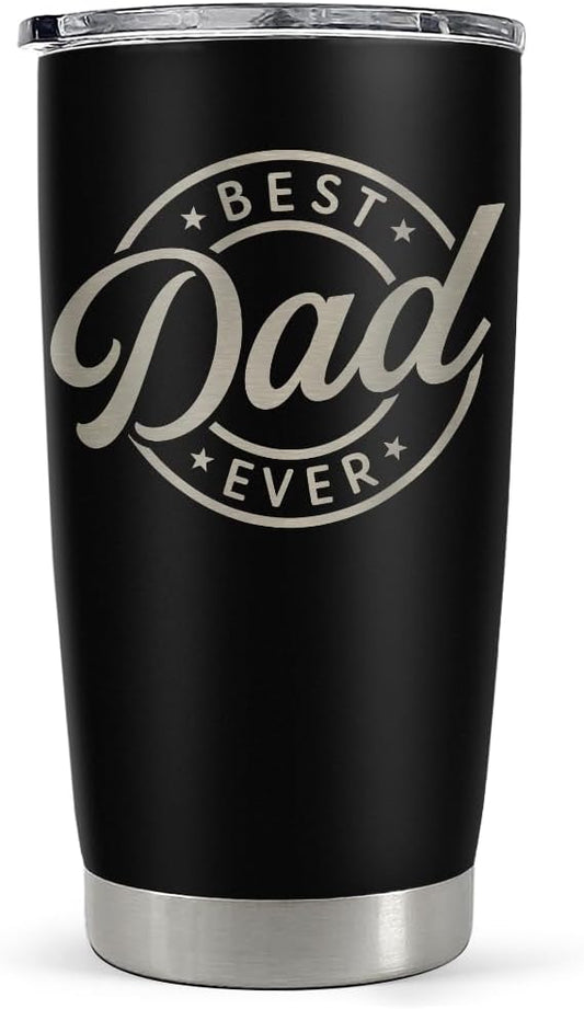 SANDJEST Best Dad Ever Tumbler with Lid - 20oz Insulated Stainless Steel Cup- Coffee Mug for Sport Travel Office, Gift for Father’s Day Birthday