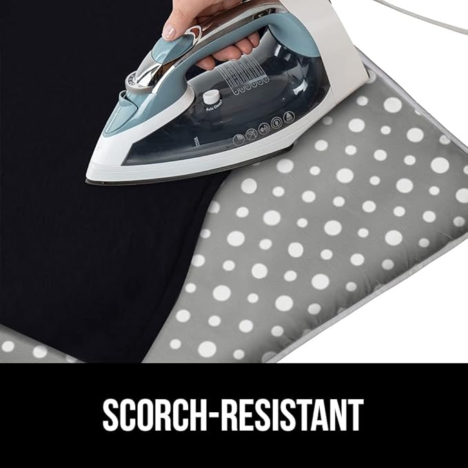 GORILLA GRIP Ironing Mat, Portable Iron Pad, Magnetic Cover for Top of Laundry Washer, Dryer, Table Top, Countertop Blanket, Silicone Coating and Scorch Resistant, Travel Size 28x24, Polka Dots