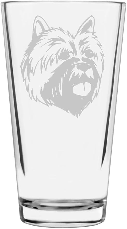 Cairn Terrier Dog Themed Etched All Purpose 16oz Pint Glass
