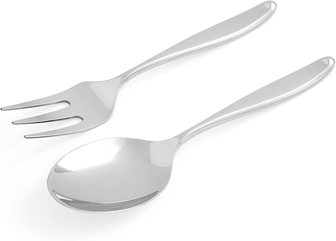 Portmeirion Sophie Conran Floret Salad Server Set | 2-Piece Flatware Serving Utensil Set | 10-Inch | Stainless Steel | Mixing Fork and Spoon | Kitchen Cooking Utensil | Dishwasher Safe