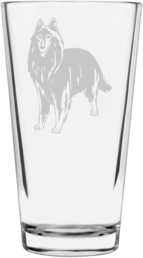 Belgian Shepherd Dog (Groenendael) Dog Themed Etched All Purpose 16oz Pint Glass