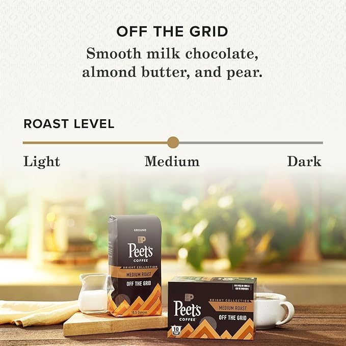 Peet's Coffee, Medium Roast Keurig K-Cup Pods - Off The Grid 10 Count (1 Box of 10 Pods)
