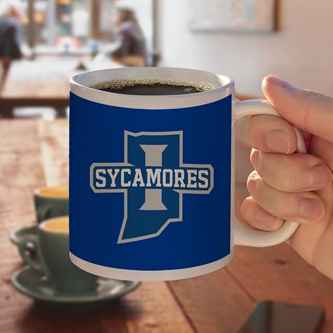 Indiana State University Primary Logo Ceramic Coffee Mug, Novelty Gift Mugs for Coffee, Tea and Hot Drinks, 11oz, White