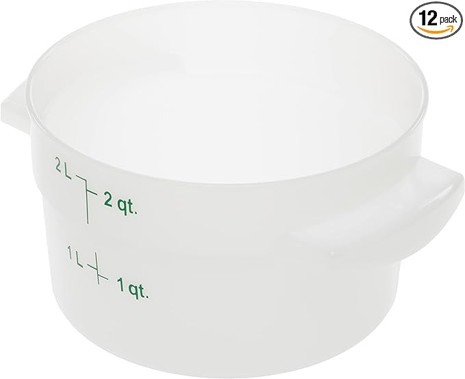 Carlisle FoodService Products Storplus Round Food Storage Container with Stackable Design for Catering, Buffets, Restaurants, Polyethylene (Pe), 2 Quart, White
