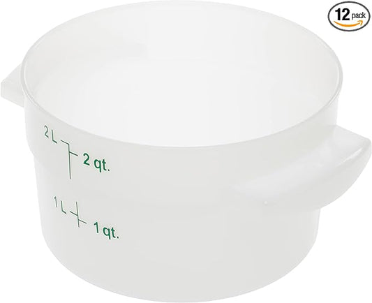 Carlisle FoodService Products Storplus Round Food Storage Container with Stackable Design for Catering, Buffets, Restaurants, Polyethylene (Pe), 2 Quart, White